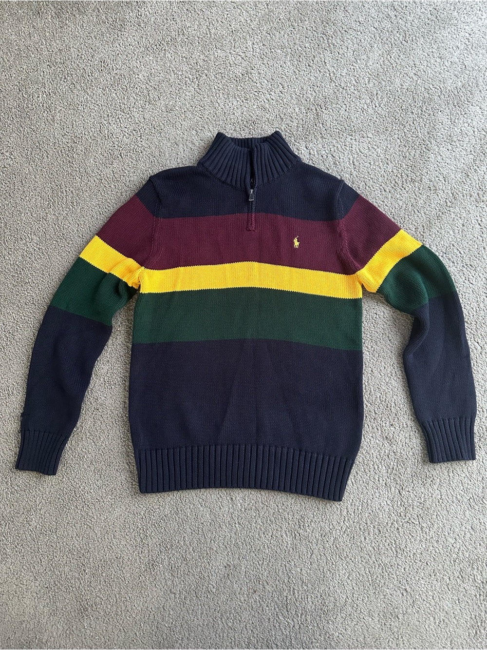 Polo Ralph Lauren Boys Quarter Zip Vintage Pullover Sweater (L) 14-16